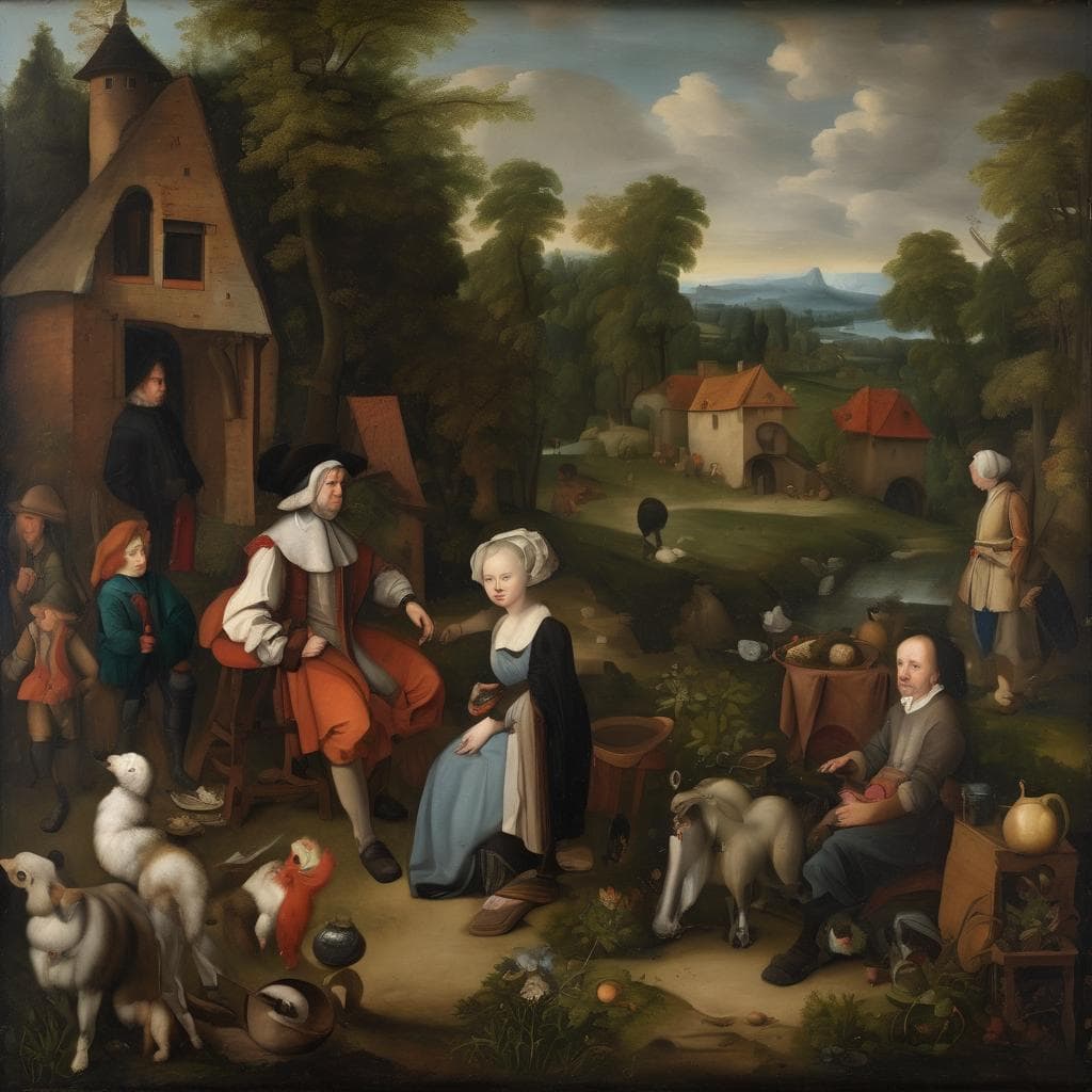 Καλλιτέχνες που εμπνέονται από την αρχιτεκτονική σε παλαιά ζωγραφιά.